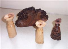 Cleaned up bark from an oak burr<br>and oval bud vases by Pat Hughes